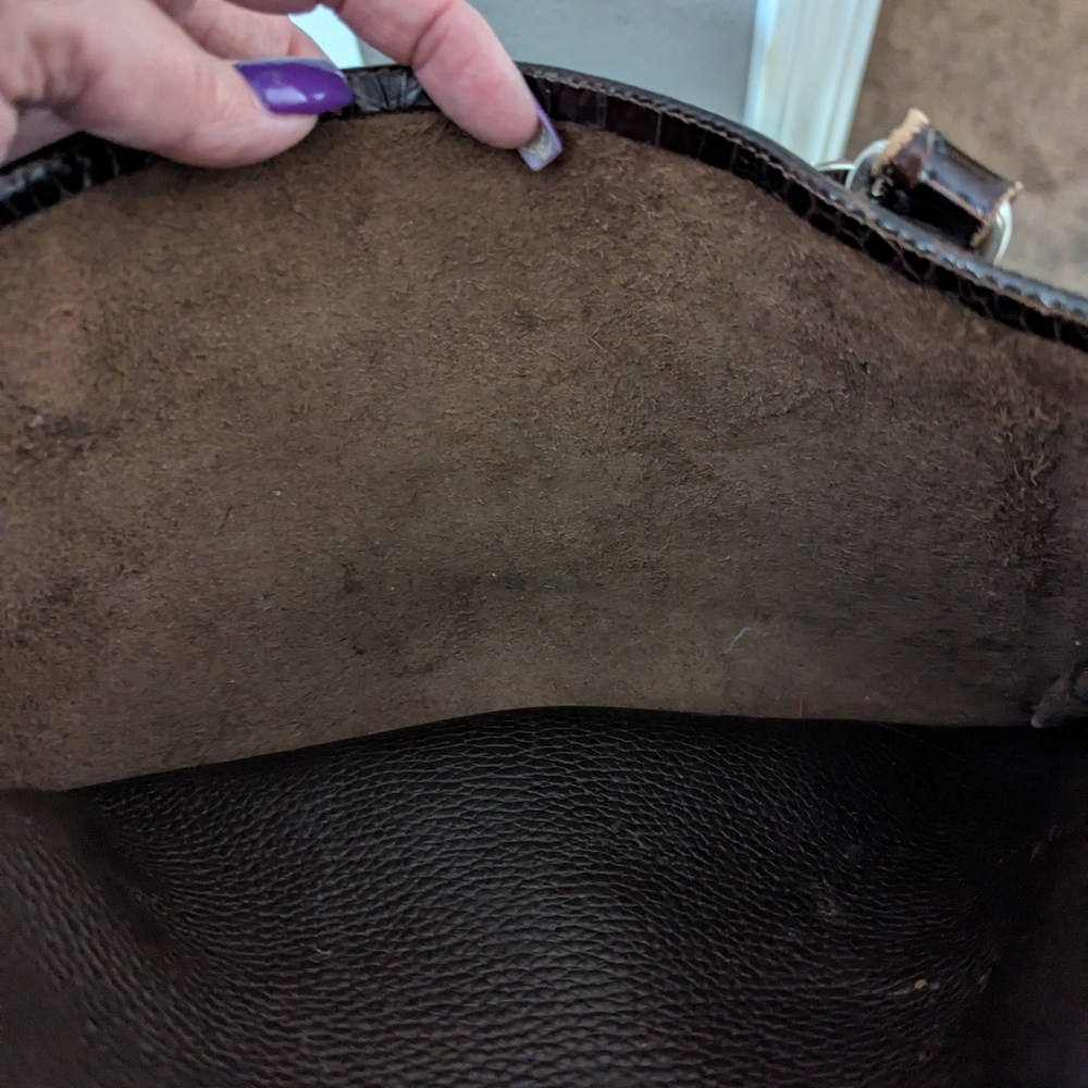 Brighton Brown Crocodile-Embossed Women's Bag - Picture 11 of 14